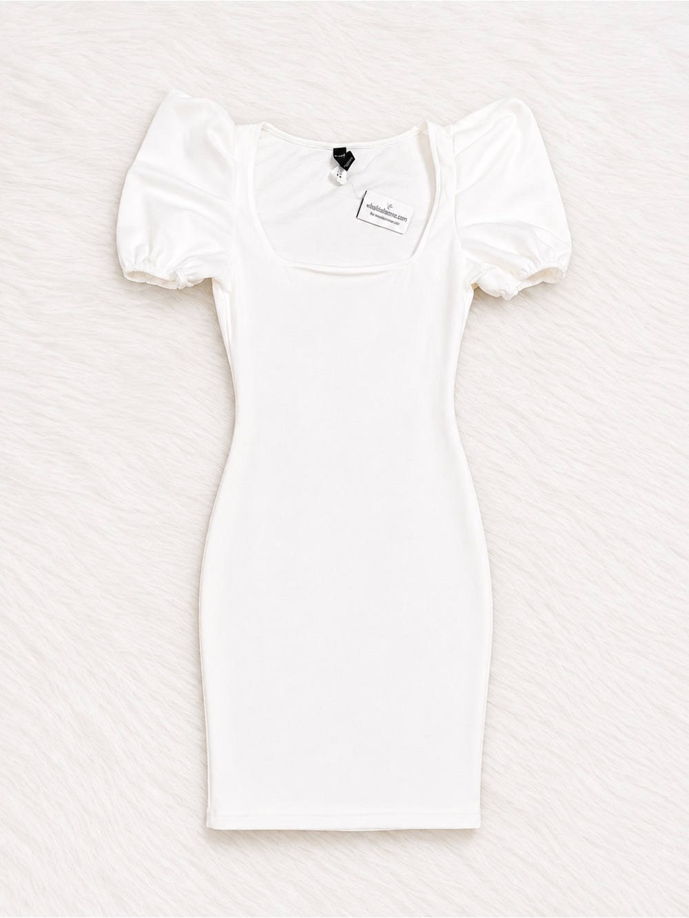 NWT Windsor White Puff Sleeve Bodycon Dress Medium | Bridal Shower Graduation